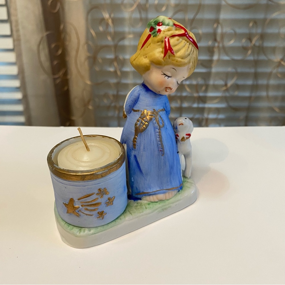 Vintage Jasco Christmas Luvkins Angel and Lamb Figurine Candle Holder, 1978 - Picture 3 of 12